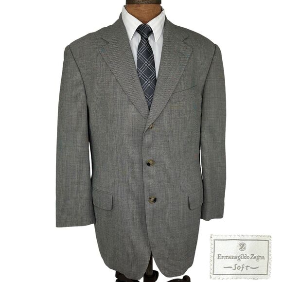 Ermenegildo Zegna Soft Wool Gray Blazer Sport Jacket 42R